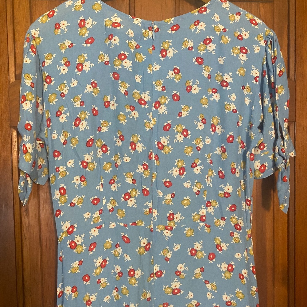 Anthropologie Faithfull The Brand Erin Floral Midi Dress Jasmin Blue Floral 6/M - Picture 10 of 14